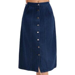 Women's Denim Skirt Button Down Dark Blue